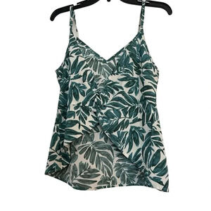 SHEIN Large Beige And Green Leaf Print Camisole L Adjustable Straps